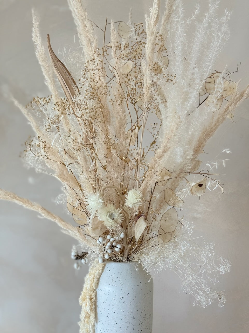 Dried Flower Arrangement - White and Gold