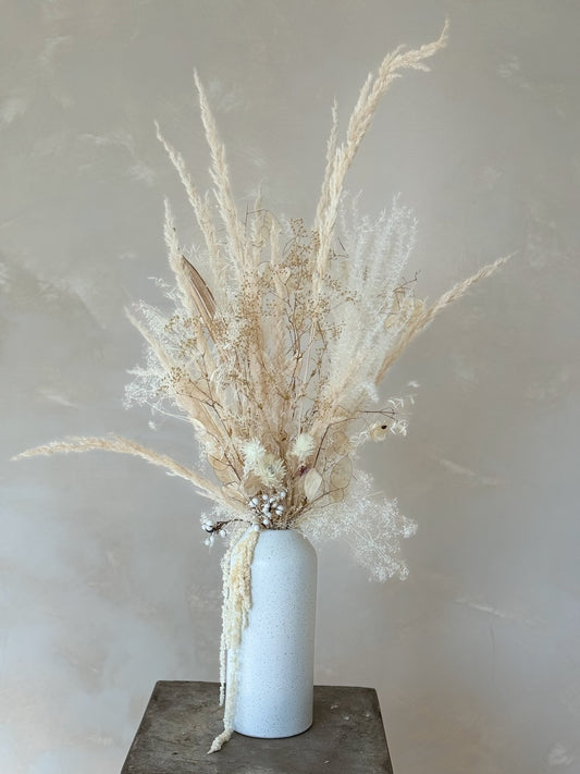 Dried Flower Arrangement - White and Gold